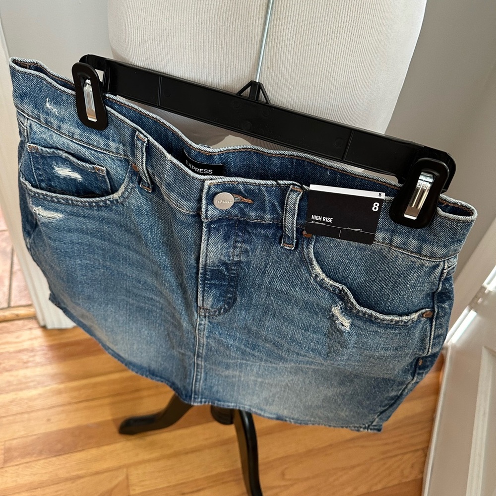 Express High Rise Denim Skirt Size 8 - NWT